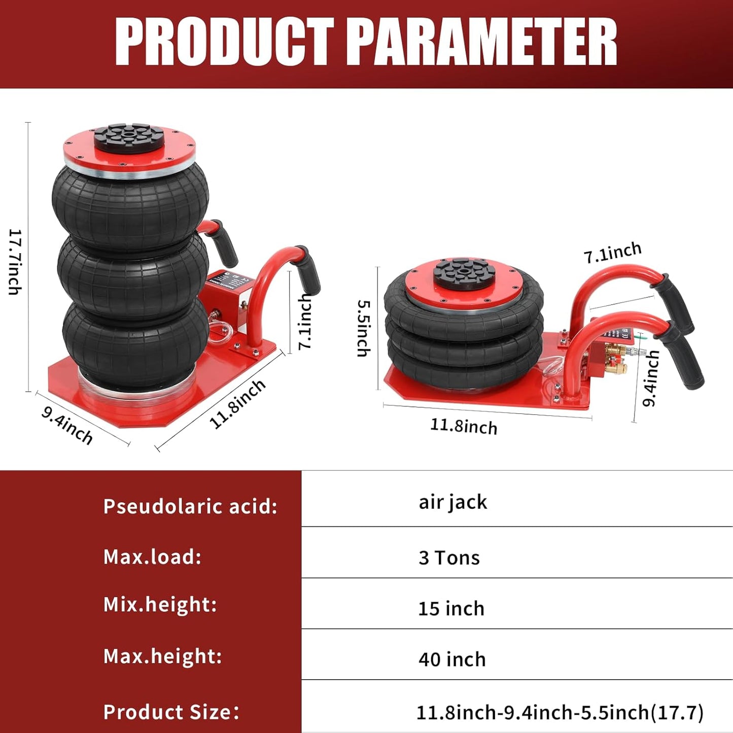 VEVOR 3-Ton Triple Bag Air Jack – Fast