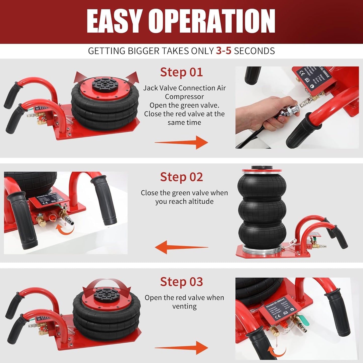 VEVOR 3-Ton Triple Bag Air Jack – Fast