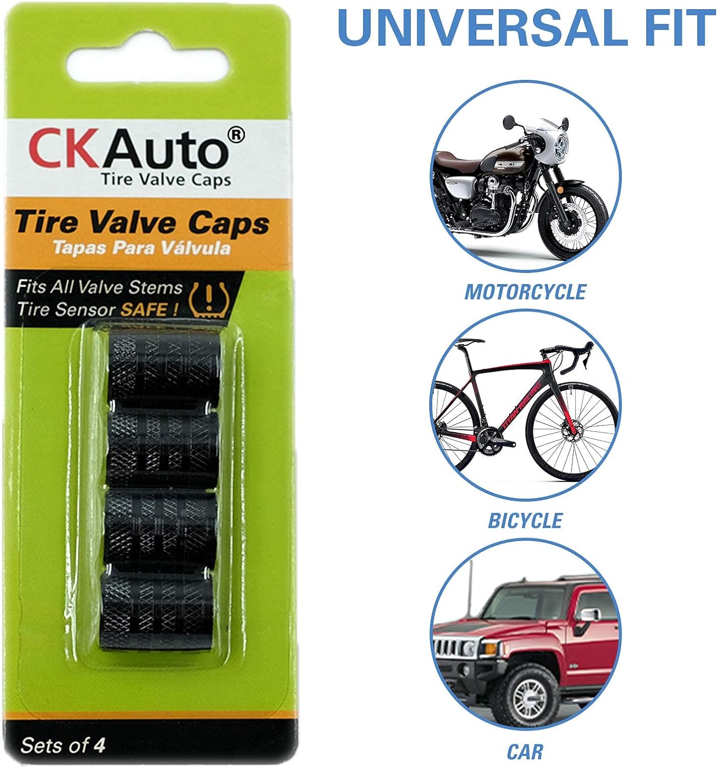 Fresh Auto Pal Tire Valve Stem Caps – Black (4-Pack)