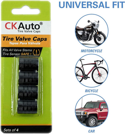 Fresh Auto Pal Tire Valve Stem Caps – Black (4-Pack)