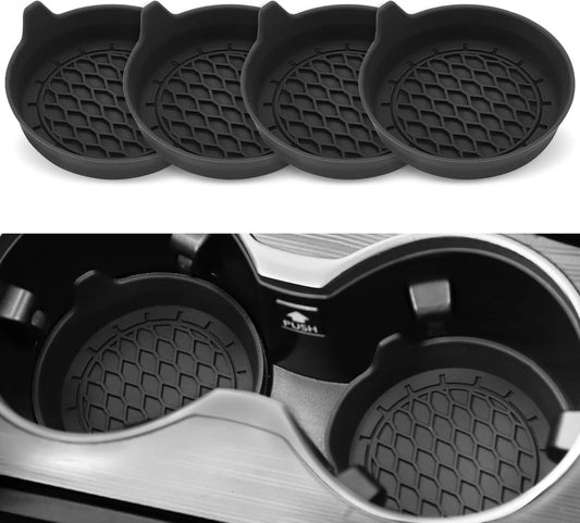Car Cup Holder Coasters (4-Pack) – Universal Non-Slip Silicone Inserts for SUV, Sedan, MPV – Interior Car Accessories for Men & Women