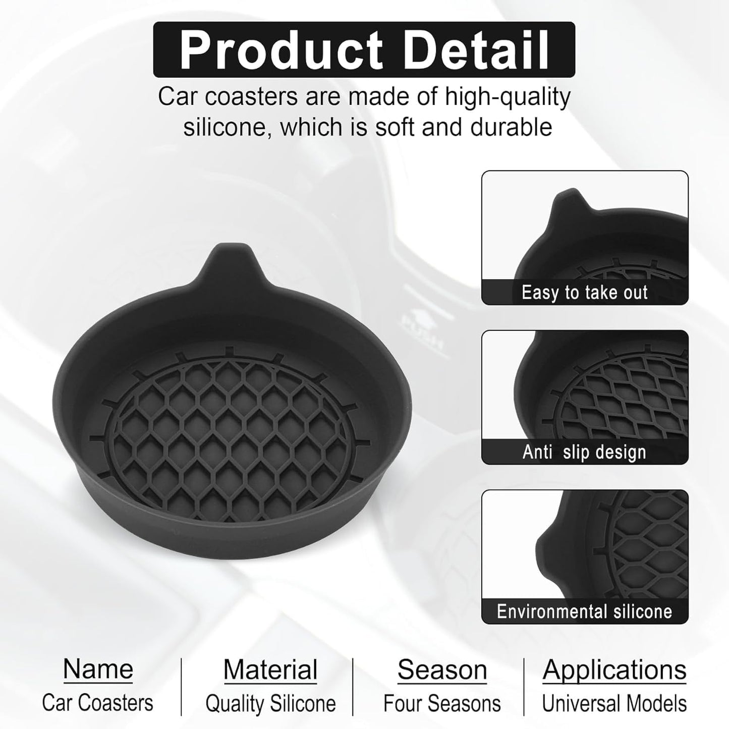 Car Cup Holder Coasters (4-Pack) – Universal Non-Slip Silicone Inserts for SUV, Sedan, MPV – Interior Car Accessories for Men & Women