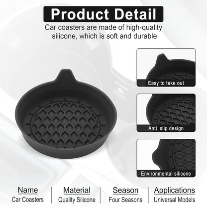Car Cup Holder Coasters (4-Pack) – Universal Non-Slip Silicone Inserts for SUV, Sedan, MPV – Interior Car Accessories for Men & Women
