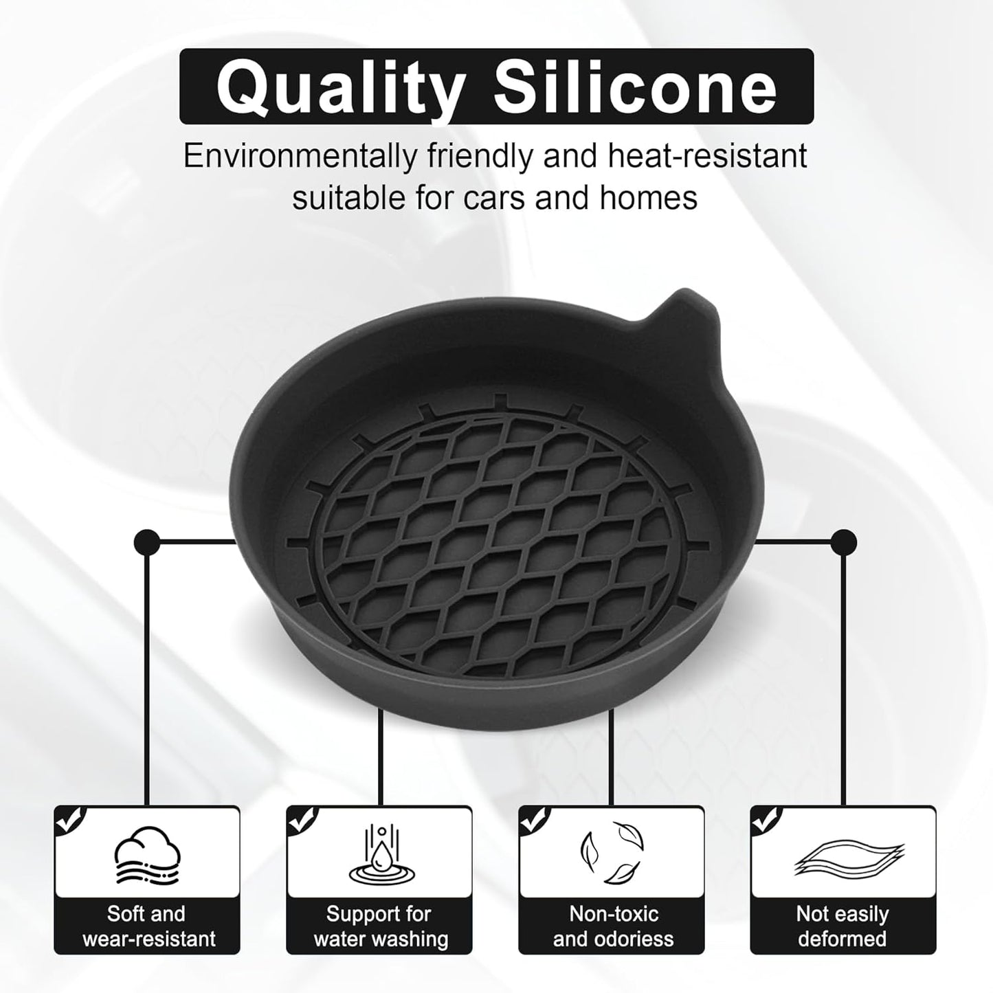 Car Cup Holder Coasters (4-Pack) – Universal Non-Slip Silicone Inserts for SUV, Sedan, MPV – Interior Car Accessories for Men & Women