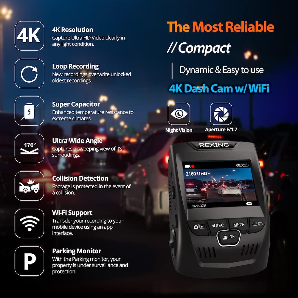 REXING V1 4K Ultra HD Dash Cam – Ultimate Road Safety in Stunning Detail