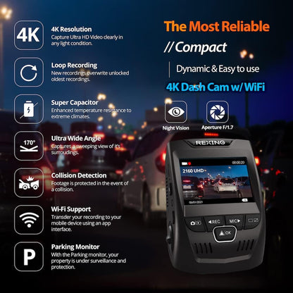 REXING V1 4K Ultra HD Dash Cam – Ultimate Road Safety in Stunning Detail