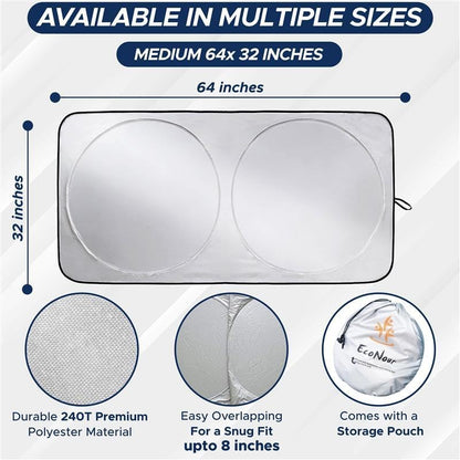Fresh Auto Pal Patented Windshield Sun Shade – Medium (64"x32")