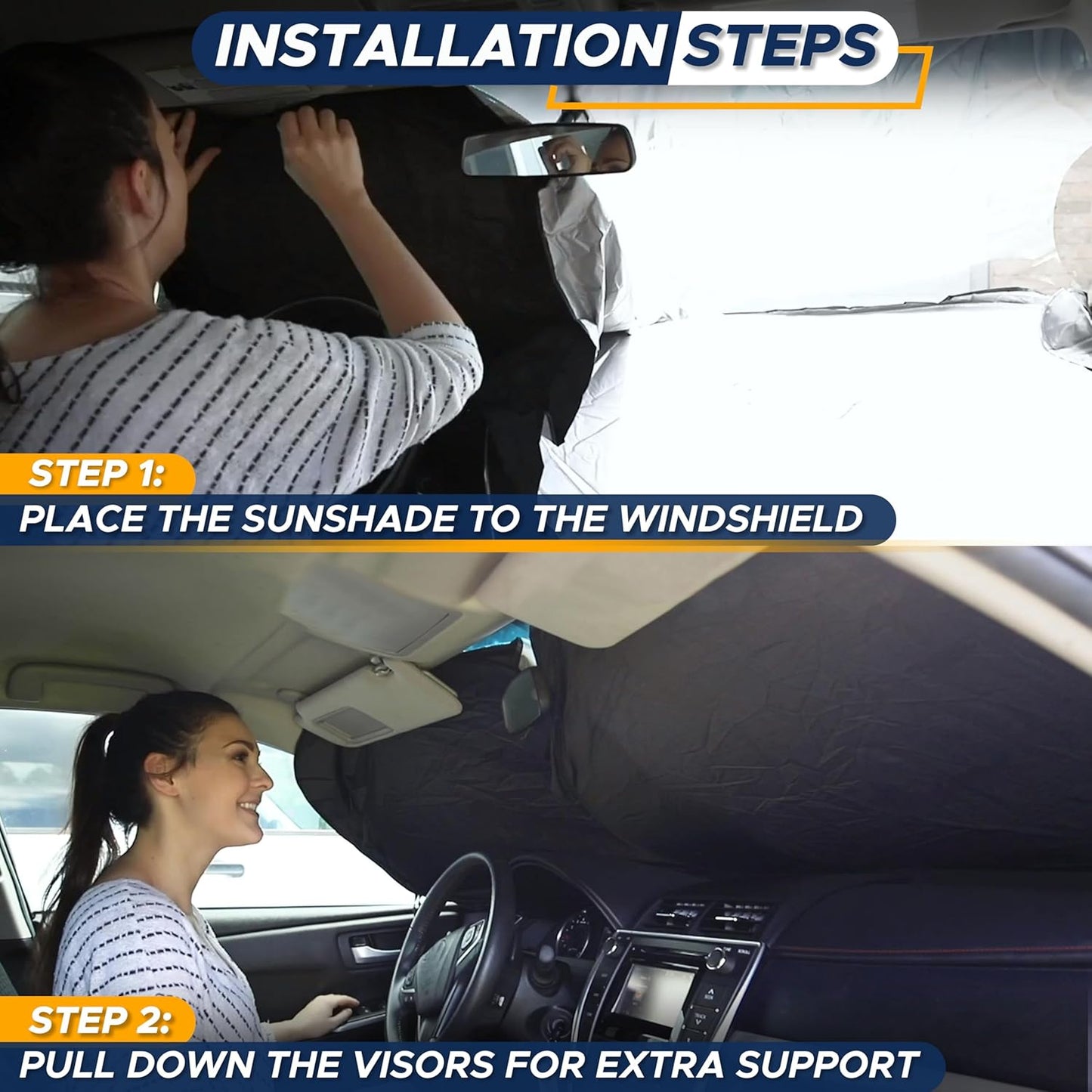 Fresh Auto Pal Patented Windshield Sun Shade – Medium (64"x32")